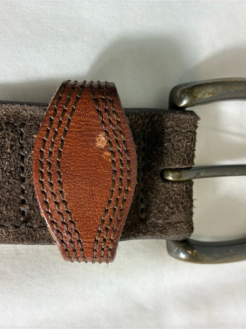 Womens belt J Crew Sz S genuine Italian leather chocolate brown suede